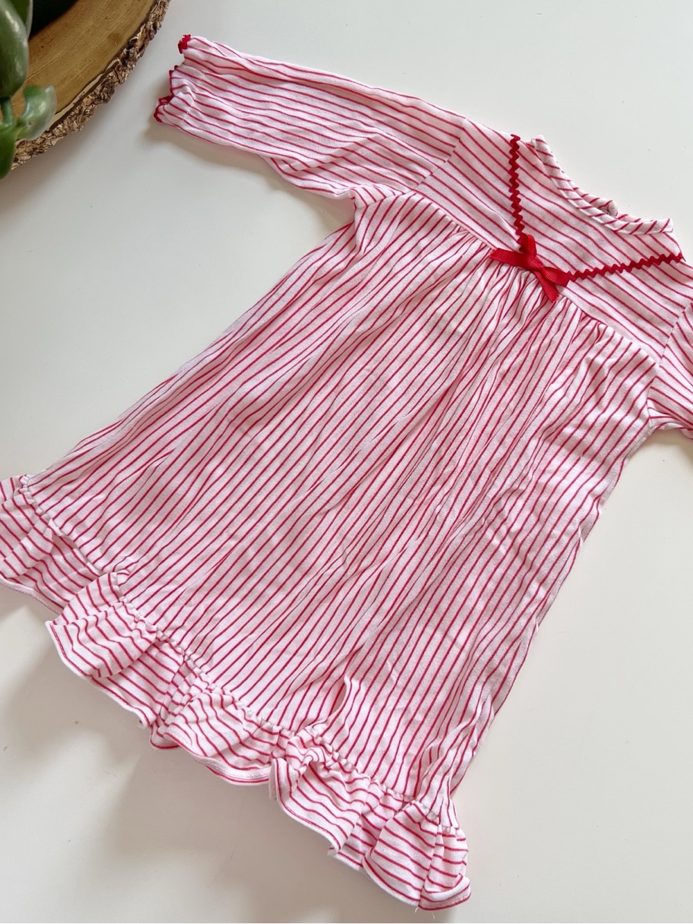 Vintage Red & White Striped Girl’s Nightgown | 12-24m
